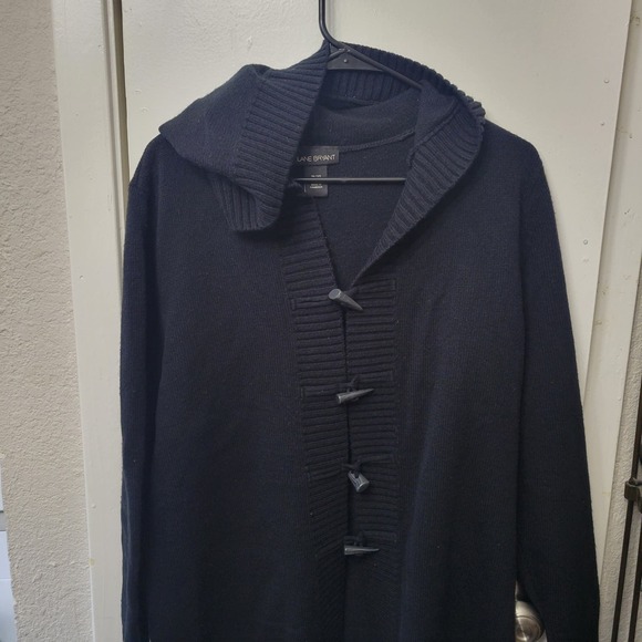 Lane Bryant Black Hooded Kit Button Sweater size 18/20 - Picture 2 of 10